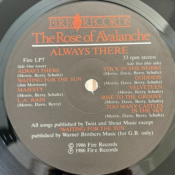 The Rose Of Avalanche Always There Vinyl LP 1986 Fire Records LP7 U.K. - Picture 4 of 9